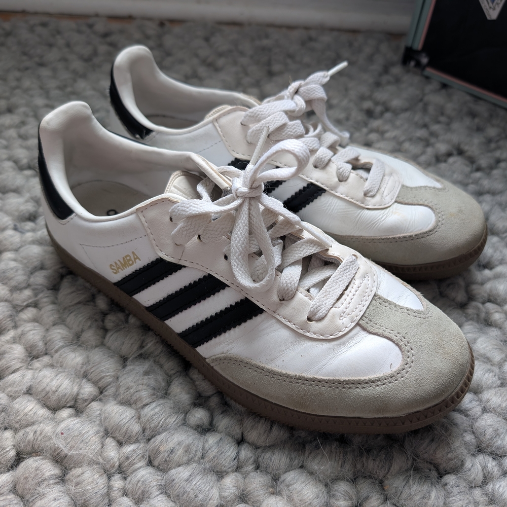 adidas Samba Men's White, Black & Gray Retro Sneaker